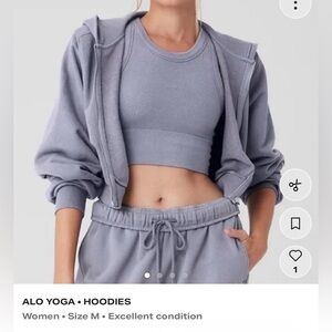 ALO Yoga Women's Purple Grey Hoodie Exellent Condition Size M